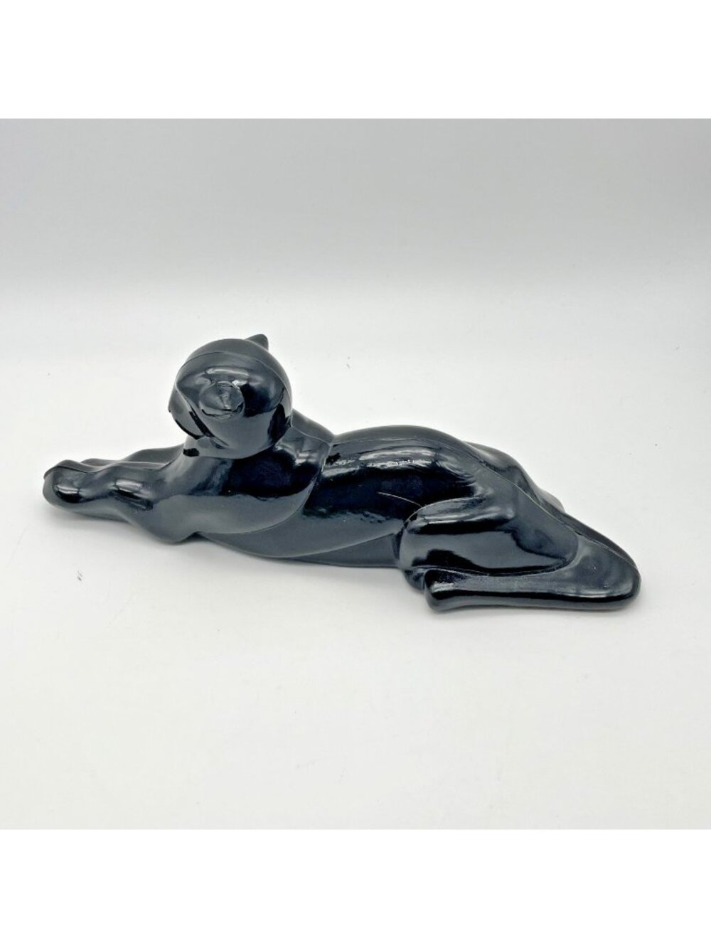 Vtg Imperial Glass Panther Tiger Cat Paperweight Figurine